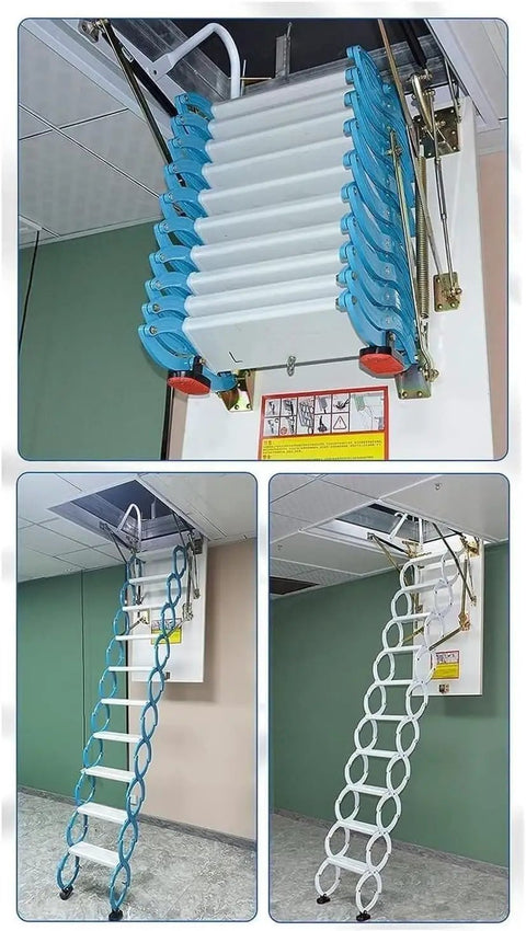 Dead Simple Electric Attic Ladder With Hassle Free Remote Control Pull Down Folding Loft Staircase Featuring Telescopic Rails for easy ceiling access.