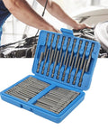 Ultimate 50-Piece HaloVerde Magnetic Driver Bit Kit With Extra Long Security Bits, Heavy Hex Torx Spline Tools For Precision Screwdriver Work On Any Project. Blue 50-piece vanadium driver bit set in case, shown for engine repair