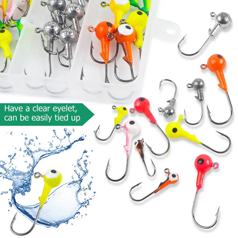 75 Piece Jig Head Hook Set With Assorted Round Jig Heads For Bass Crappie Trout Walleye Saltwater And Freshwater Fishing