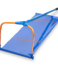 Roof Snow Rake With Seventeen Inch Wide Head And Fifteen And A Half Foot Telescoping Pole For Quick Snow Removal From The Ground No Fuss Snap Together Assembly With Four Fiberglass Handles Ideal Roof Clearing Tool Assembled In The USA, blue