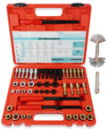 51 Piece Thread Repair Kit With Taps, Dies, Files And Gauges For UNC, UNF And Metric Threads, Pro Grade Rethreading Set