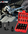 Torx Bit And Female External Socket Set 24 Pieces Includes Torx Star Bits T8 Through T40 And Female E Torx Sockets E4 Through E24 One Quarter Inch, Three Eighths Inch And One Half Inch Drives Chrome Vanadium With Mini Storage Box in use