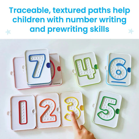 Sensory Number Trays for Kids Count Trace and Learn Numbers to Ten with Texture Paths and Fine Motor Activities, numbers 1 to 7