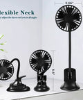 Clip On USB Mini Desk Fan With Emergency Power Bank Rechargeable Portable On The Go Personal Cooling Flexible Neck 3 Speed
