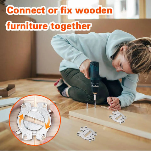 Top Shelf Rock Solid 2 Pack Table Buckle Connectors Heavy Duty Zinc Alloy Wood Joining Hardware with 8 Mounting Screws in use