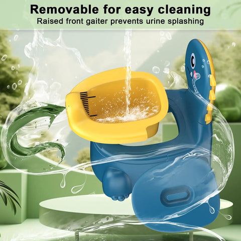 Toddler Potty Training Seat With Dinosaur Design And Portable Travel Potty Chair For Little Ones Featuring Quick Snap Lid Splash Guard Non Slip Base And Sturdy Legs For No Fuss Potty Practice Blue