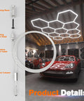 8 Pack Hexagon Garage Light Hanging Kit With Adjustable 1.0M Stainless Steel Suspension Wire Rope Heavy Duty 1.5mm Cables in garage