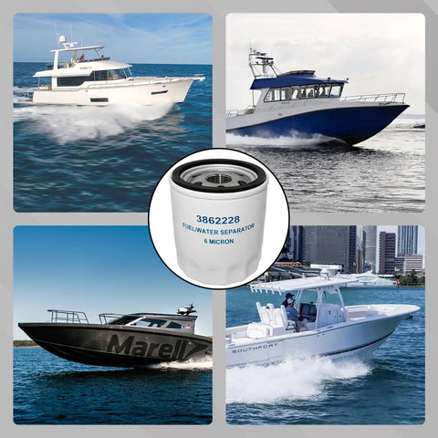 Fuel Water Separator Filter For Marine Engines Compatible With 4.3L to 8.2L with boats in water