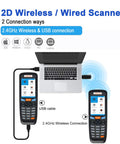 2D Wireless Barcode Scanner Portable Inventory Scanner And Data Collector 2.4G Barcode Reader With 2.8 Inch LCD Screen