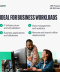 HPE ProLiant ML350 Gen11 features ideal for business workloads with professionals discussing IT solutions.
