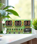 Six Digit LED Digital Clock DIY Kit For Arduino Projects, Hands On Soldering Practice Board With AT89C2051 MCU, FR4 PCB on table