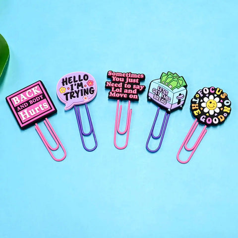 Cheeky 30 Pack Large Funny Paper Clips Set for Office with bold, sarcastic designs on blue background