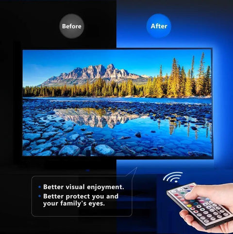 USB RGB LED Strip Lights Kit With Remote 4 Pre Cut 1.64Ft And 6.56Ft Strips For TV PC Monitor Home Theater Bias Lighting