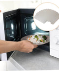 12 Pack Mica Sheets For Microwave Oven Heat Resistant Insulation Waveguide Covers shown in use with open microwave