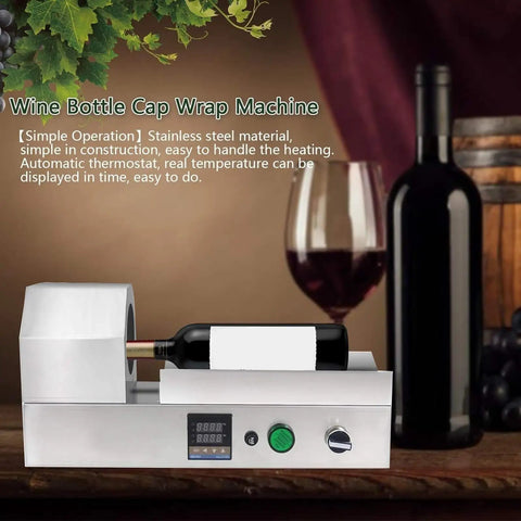 GFJYKDL Digital Thermostatic Heat Sealer For Bottles Rapid Seal Machine showing stainless steel wine bottle cap wrap setup.