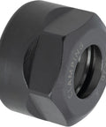 Close-up of an ER-20 collet nut, part of the 10 Piece High Speed ER-20 Collet Nut Set, M25 By 1.5mm Threaded, alloy steel construction.