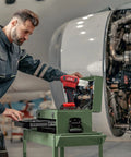 Top Shelf Rivet Gun Retention Nose Pieces 5 Pack With Dead On Sizing For Fast Aluminum And Steel Fixes No Sweat Compatibility Drops Right In For Cordless Rivet Tool Kits And Milwaukee 2550 used by a technician with a cordless riveter.