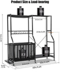 Heavy Duty Rolling Garage Organizer With Wheels For Indoor Sports Gear Storage Including Golf Bags Balls Bats Rackets Skates Mats And More All In One Storage Rack With Basket And Hooks Black Large showing dimensions and load-bearing capacity.