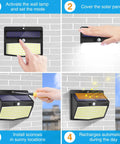 Steps to setup Outdoor Solar Lights 138 LED 8 Pack Motion Sensor Security Light With 3 Lighting Modes Waterproof Wall Lights
