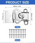Heavy Duty Spring Loaded Butterfly Twist Latch With Keeper, Built Tough Steel Chrome Silver Finish, 3.54 X 2.6 Inch, 4 Pack close-up with dimensions and screws