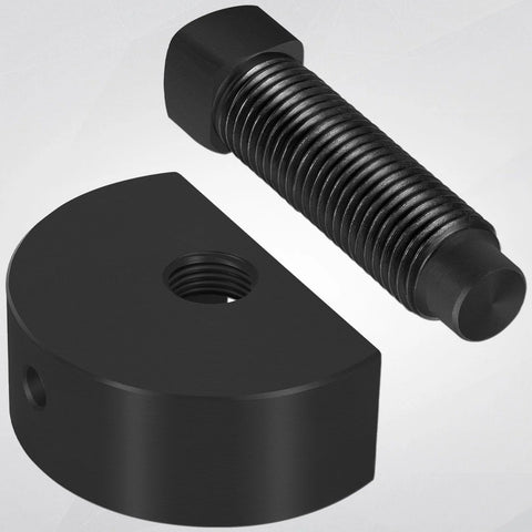 RR1014TR countershaft puller components; black base block with central threaded hole and long threaded rod (angled view)