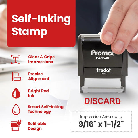 Self Inking Rubber Stamp For Quick Clean Impressions 9/16 By 1-1/2 Inch Imprint Area Refillable Ink For Long Lasting Use