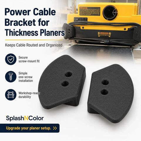 Kick Ass Screw Mount Power Cable Bracket For Dewalt DW735 Woodworking Planer two black ABS brackets with holes for secure fitting