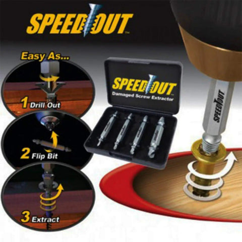 4 Piece Damaged Screw Extractor Kit Made From High Speed Steel Removes Broken Bolts And Stripped Screws Fast For Home Repairs