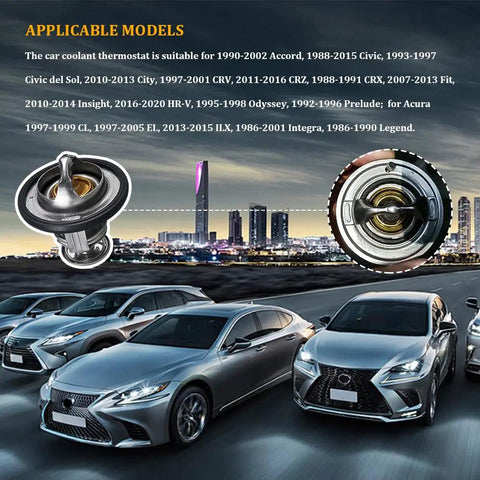 Top Tier Engine Coolant Thermostat With Heavy Duty Gasket Compatible With Honda Civic Crv Crz, showing design and detail for Honda models.