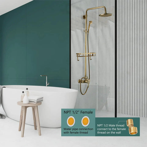 Matte Black Exposed Pipe Shower Kit With 8 Inch Rainfall Shower Head And One Handle Faucet in modern bathroom setting