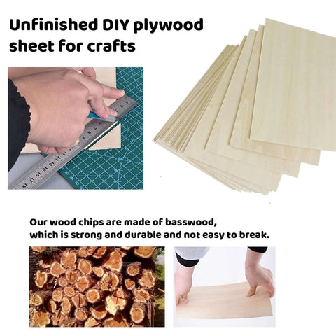 MUXGOA 20 pc poplar plywood sheets, unfinished 150x100x2mm for laser cutting and crafts