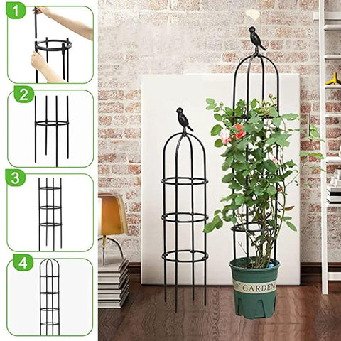 6ft Obelisk Garden Trellis For Climbing Plants Rustproof Metal Pipe With Heavy Duty Plastic Coating supports indoor plant