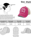 Funny Spare Time Humor RV Camper Sun Hat For Him Pink Running Cap with size display and measurement guide