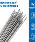 ER308L Stainless Steel TIG Welding Rods 1 Sixteenth Inch by 16 Inch, 30 Piece Pack, corrosion resistant filler rods - close-up view