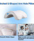 Couples Cuddle Pillow With Memory Foam Arched U Shaped Arm Hole For Travel Rest Office And Bed, showing zipper and washing