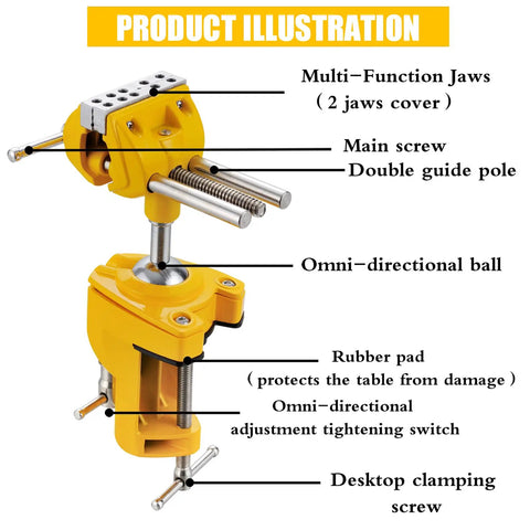Tough As Nails Three Inch Heavy Duty Bench Vise With Rock Solid Steel Build And True Three Sixty Degree Swivel Base For Killer Multi Purpose Shop Clamping Accuracy, showcasing multi-function jaws and rubber pad.