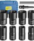 Pro Grade Seventeen Piece Bolt Extractor Set With Wheel Lock Removal Kit And One Half Inch Drive Lug Nut Removers Includes Handy Storage Box