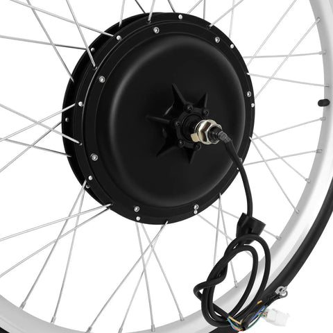 26 Inch Electric Bike Conversion Kit 48V 1000W Rear Hub Motor With 460 RPM PAS Sensor And LCD Display on white wheel
