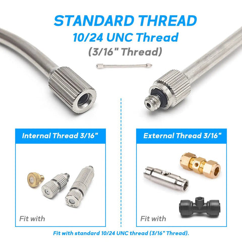 Flexible Brass Mist Nozzle Extensions, 11.5 Inch Bendable Copper Poles, 10 Pack, 10 24 UNC Threads For Outdoor Misting System