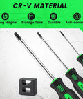 Magnetic Torx Screwdriver Set, 13 Pieces T5 To T40, Chrome Vanadium Steel, ergonomic handles with demagnetizer included
