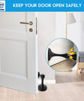 Heavy Duty Magnetic Door Stopper Keeps Interior Doors Securely Open Wall Mount with black design in modern home interior.