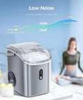 Countertop Nugget Ice Maker Delivers 34 Pounds Daily With One Touch Control And Self Clean Wash for home use with low noise.