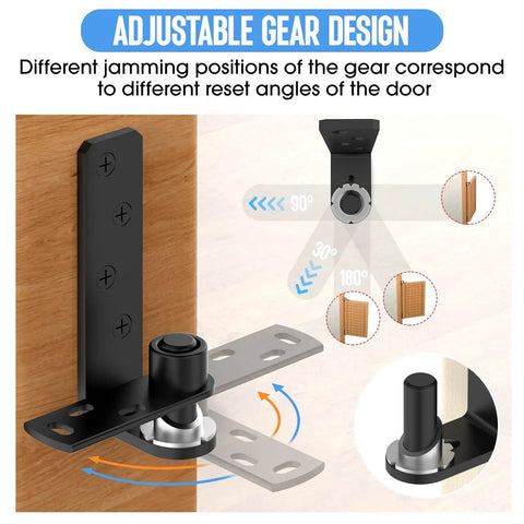 Adjustable gear design of Heavy Duty Self Closing Saloon Door Hinges 4 Pack Black Large 304 Stainless Steel for optimal angles.