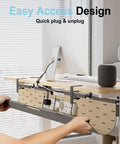2 In 1 Under Desk Cable Management Tray And Privacy Panel with dual sided felt organizer, shown mounted under desk, hiding cords.