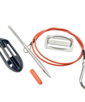 Spearfishing Stringer For Fish With 33 Inch Coated Stainless Cable And Heavy Duty Carabiner Belt Attachment, disassembled view
