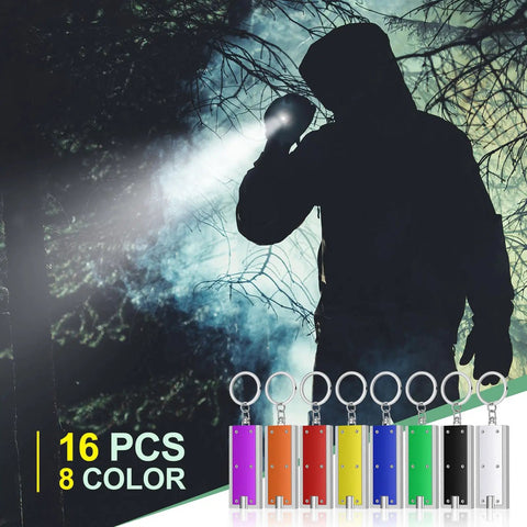 16 Pack Mini Keychain Flashlights, Ultra Bright LED Pocket Lights For Camping And Hiking, Emergency Ready, Everyday Carry Multicolor Compact Keychain Lights For Bags And Backpacks