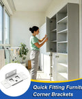 Heavy Duty L Shaped Furniture Joint Bracket With Screws Quick Fit Iron Clip for bookshelf cabinet 90 degree corner support