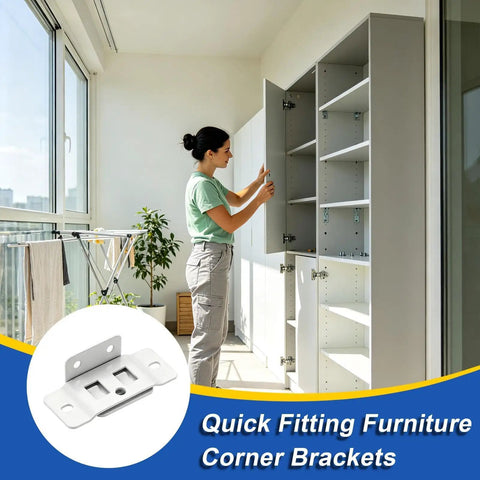 Heavy Duty L Shaped Furniture Joint Bracket With Screws Quick Fit Iron Clip for bookshelf cabinet 90 degree corner support