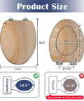 Elongated Resin Toilet Seat for Bathroom dimensions with adjustable hinges, 18.5 inches long and 14.5 inches wide.