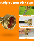 3/4 Inch FHT To 1/4 Inch Compression Brass Adapter With Swivel End, 1 Pack, Perfect Fit For Garden Hose And Plumbing Projects, Works With Copper Lines And Evaporative Coolers, Includes O Ring. Brass adapter for braided hose, polyethylene tubing, and copper